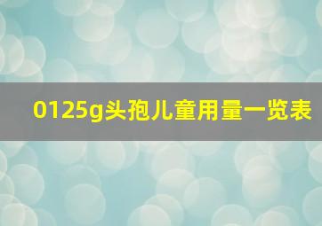 0125g头孢儿童用量一览表