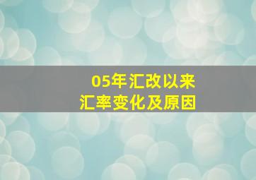 05年汇改以来汇率变化及原因