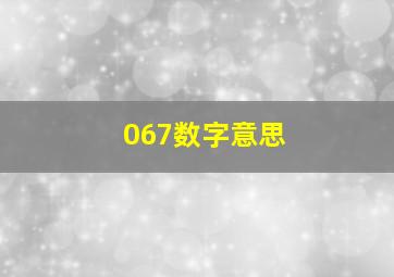 067数字意思