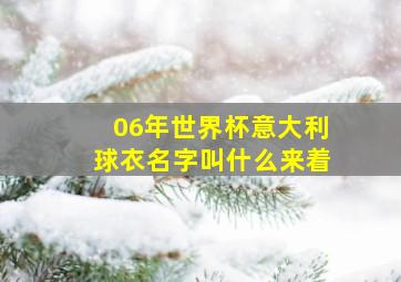 06年世界杯意大利球衣名字叫什么来着