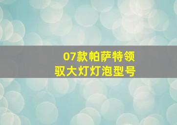 07款帕萨特领驭大灯灯泡型号