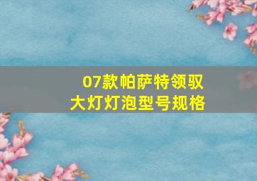 07款帕萨特领驭大灯灯泡型号规格