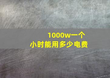 1000w一个小时能用多少电费