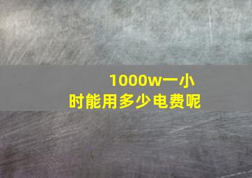 1000w一小时能用多少电费呢