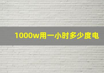 1000w用一小时多少度电