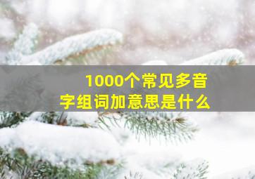 1000个常见多音字组词加意思是什么