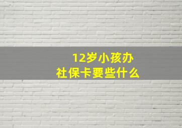 12岁小孩办社保卡要些什么