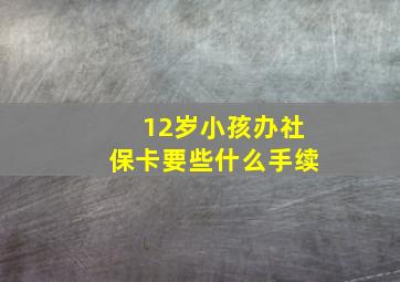 12岁小孩办社保卡要些什么手续