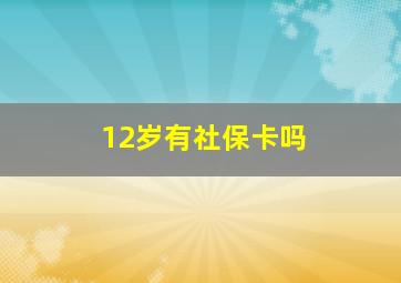 12岁有社保卡吗