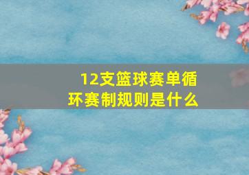 12支篮球赛单循环赛制规则是什么