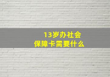 13岁办社会保障卡需要什么