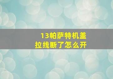 13帕萨特机盖拉线断了怎么开