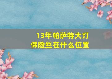 13年帕萨特大灯保险丝在什么位置