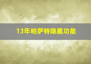 13年帕萨特隐藏功能