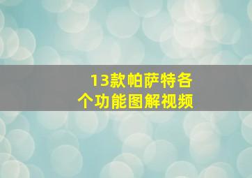 13款帕萨特各个功能图解视频