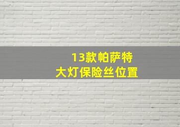 13款帕萨特大灯保险丝位置