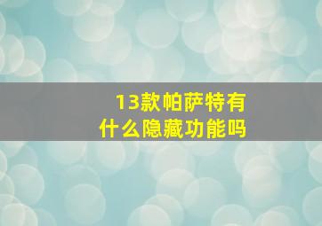 13款帕萨特有什么隐藏功能吗