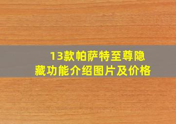 13款帕萨特至尊隐藏功能介绍图片及价格