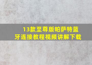 13款至尊版帕萨特蓝牙连接教程视频讲解下载