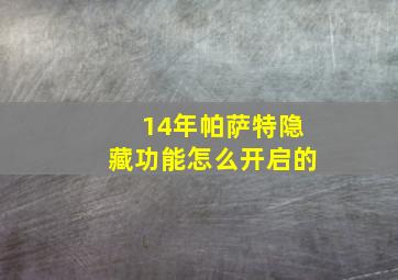 14年帕萨特隐藏功能怎么开启的