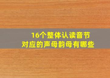 16个整体认读音节对应的声母韵母有哪些