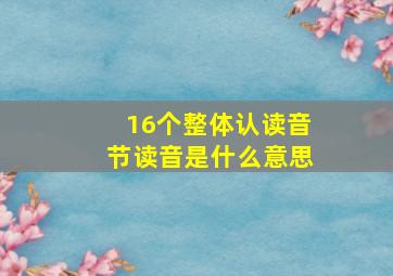 16个整体认读音节读音是什么意思