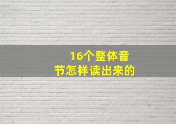 16个整体音节怎样读出来的