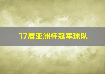 17届亚洲杯冠军球队