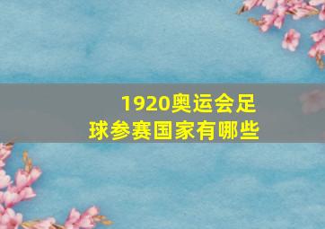 1920奥运会足球参赛国家有哪些