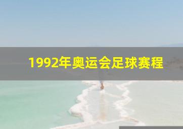 1992年奥运会足球赛程