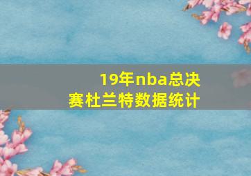 19年nba总决赛杜兰特数据统计