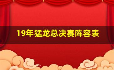 19年猛龙总决赛阵容表