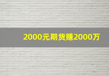 2000元期货赚2000万