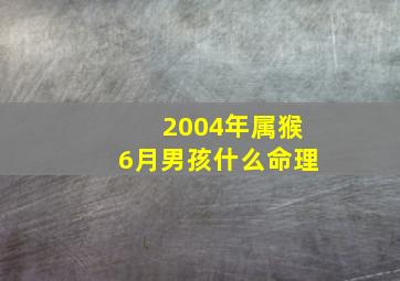 2004年属猴6月男孩什么命理