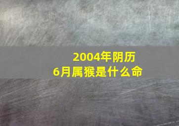 2004年阴历6月属猴是什么命