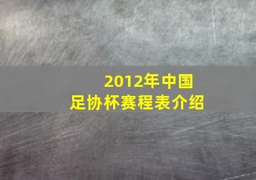 2012年中国足协杯赛程表介绍