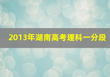 2013年湖南高考理科一分段