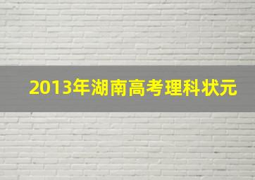 2013年湖南高考理科状元