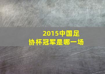 2015中国足协杯冠军是哪一场