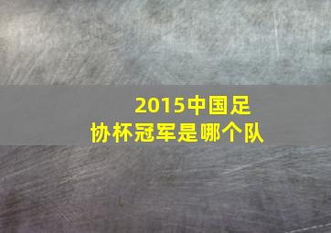 2015中国足协杯冠军是哪个队