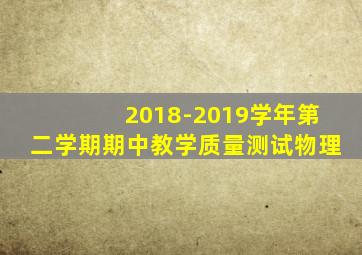 2018-2019学年第二学期期中教学质量测试物理