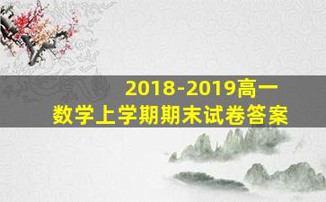 2018-2019高一数学上学期期末试卷答案