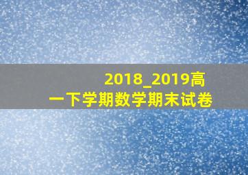 2018_2019高一下学期数学期末试卷