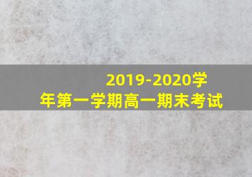 2019-2020学年第一学期高一期末考试