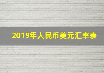 2019年人民币美元汇率表