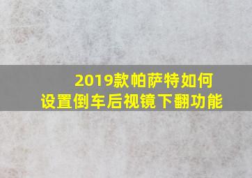 2019款帕萨特如何设置倒车后视镜下翻功能