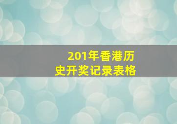 201年香港历史开奖记录表格