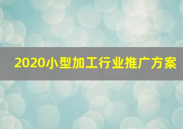 2020小型加工行业推广方案