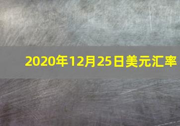 2020年12月25日美元汇率