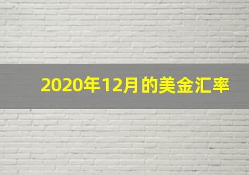 2020年12月的美金汇率